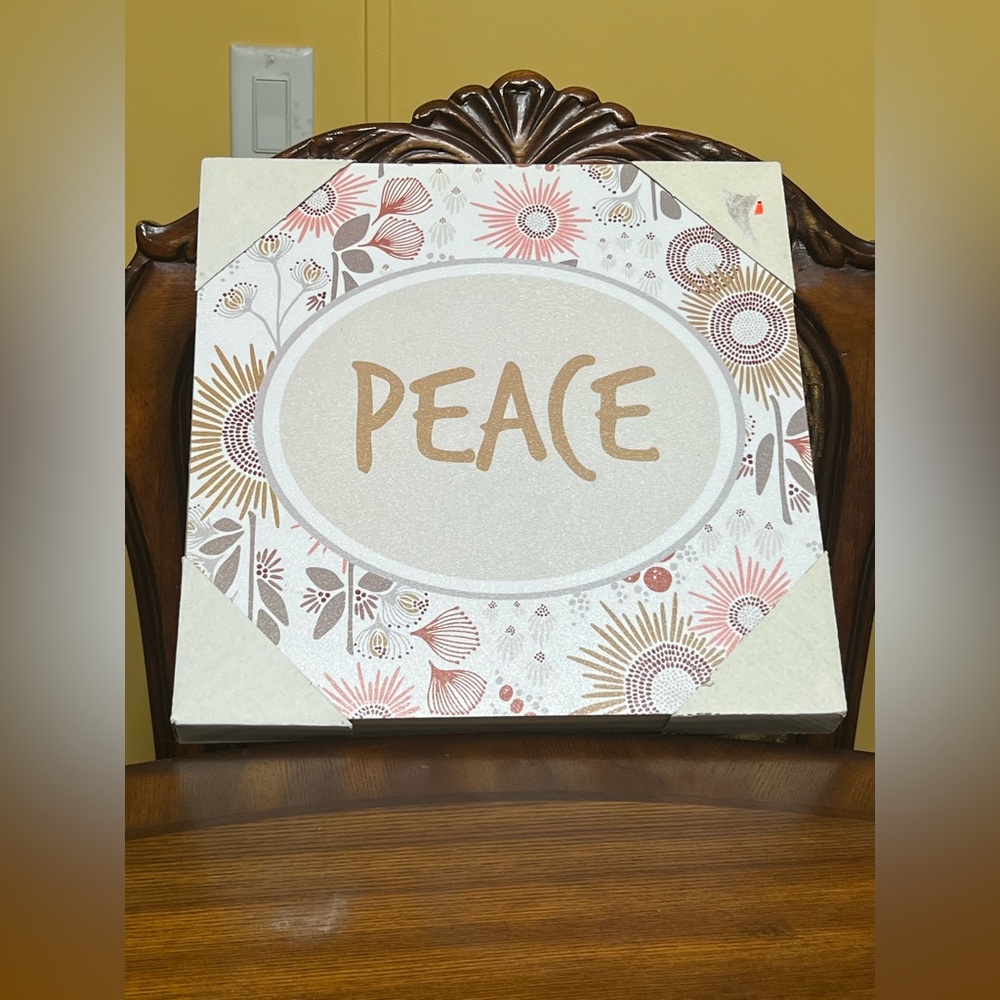 Peace Floral Wall Art in Pink and Brown